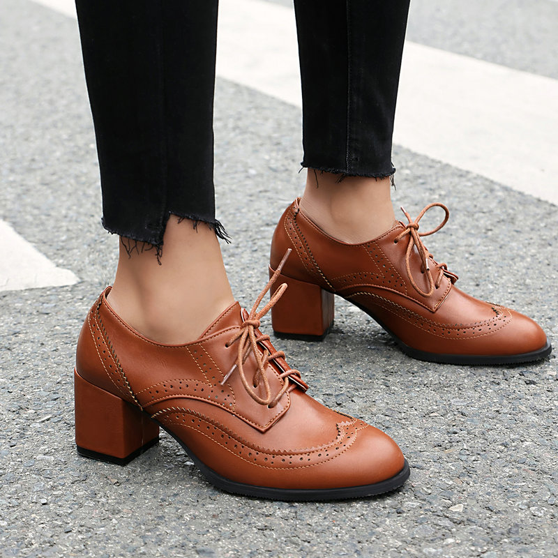 Ukuran Besar 36-48 Warna Cokla - Oxford Lace Up Women ulasan dan harga